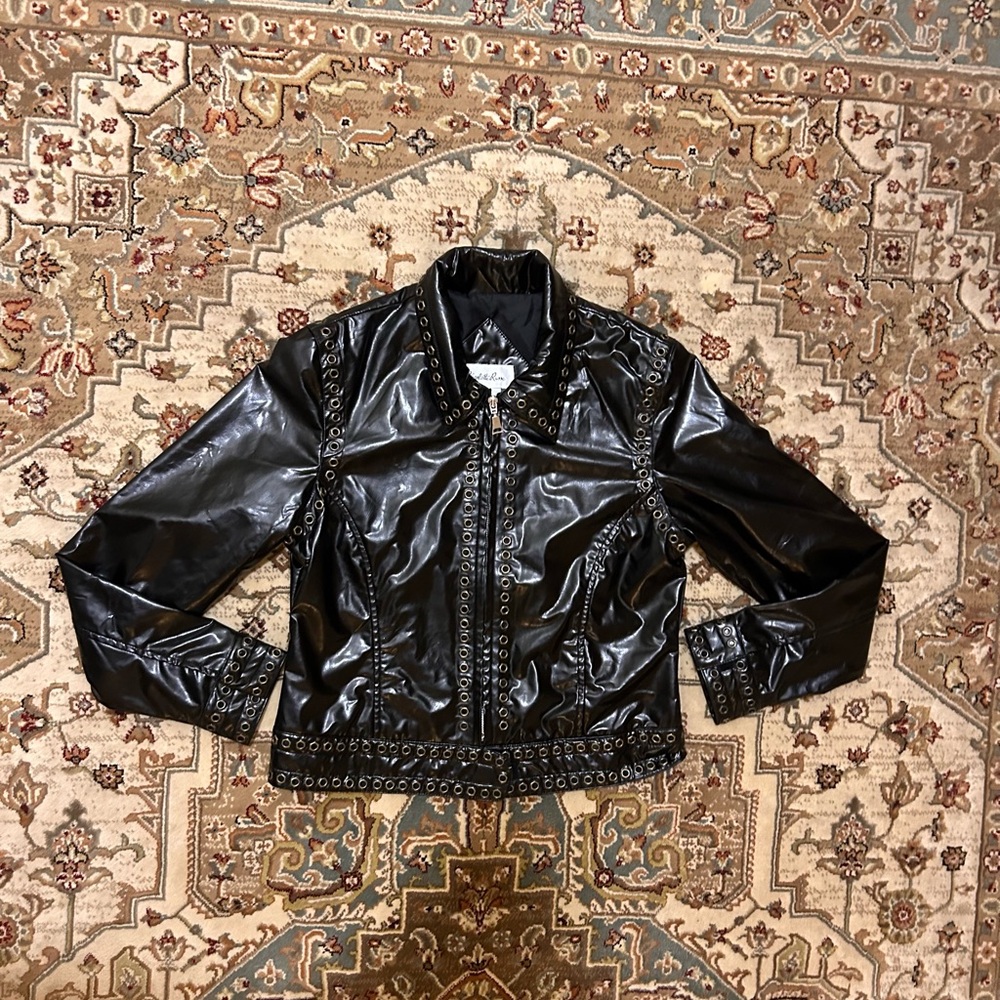 y2k Black Studded Women's leather Jacket